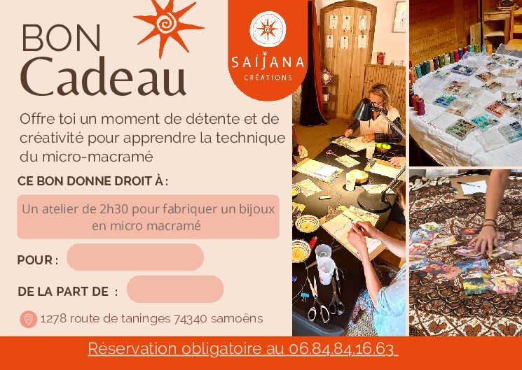 Bon cadeaux – Atelier